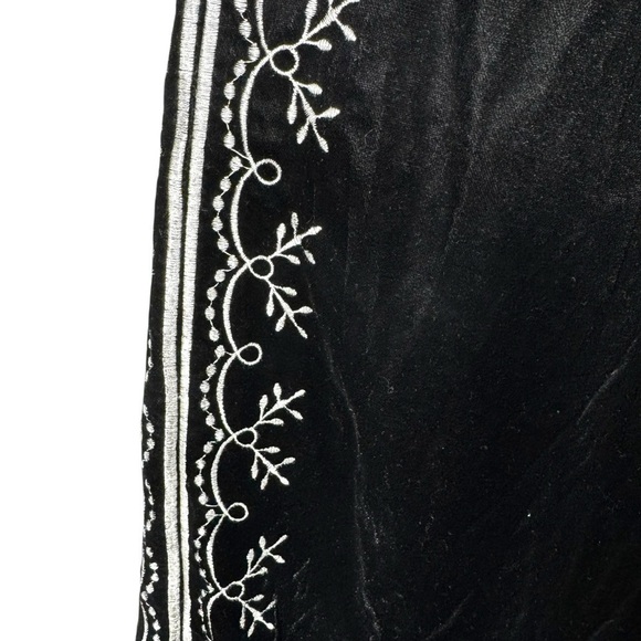 Sage The Label Zella Embroidered Velvet Wide Leg Pants, Black/White, Size Small - Picture 6 of 13
